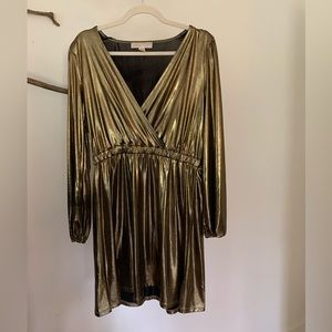 Michael Kors Gold mini dress with sleeves